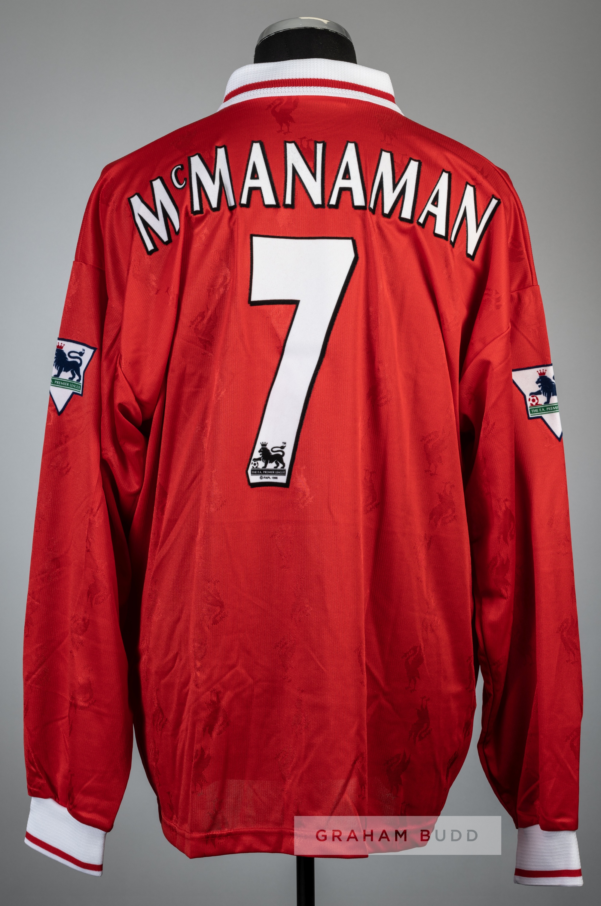 Steve McManaman red Liverpool no.7 home jersey, season 1996-97, Reebok, long-sleeved with THE FA - Image 2 of 2