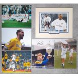 Six Leeds United Legends signed colour photos, five of all same size of 16 by 12in., Vinnie Jones