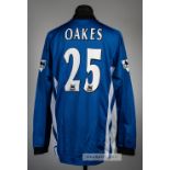 Scott Oakes blue & white striped Sheffield Wednesday No.25 home jersey, season 1999-2000, Puma,