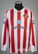 Dwight Yorke signed red and white striped Sunderland AFC no.19 home jersey, season 2007-08, Umbro,