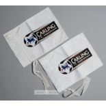 A pair of white Carling F.A. Premiership corner flags from Tottenham Hotspur's White Hart Lane