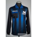 Paul Durkin black and blue striped The F.A. Premier League referee jersey, Umbro, long-sleeved