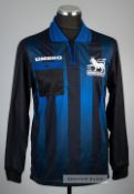 Paul Durkin black and blue striped The F.A. Premier League referee jersey, Umbro, long-sleeved