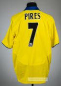 Robert Pires yellow Arsenal no.7 jersey v Manchester United, played at Millennium Stadium, 10th