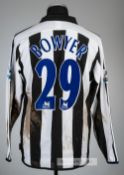 Lee Bowyer signed match-worn black & white striped Newcastle United no.29 home jersey, season 2004-