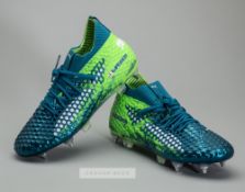 England's Adam Lallana Puma Future promotional sample football boots, lime green and turquoise