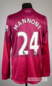 Vito Mannone pink Arsenal no.24 goalkeeper's away jersey, season 2012-13, Nike, long-sleeved with