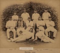 Original sepia toned photograph of the Surrey County cricket team who played at The Oval 3rd-5th