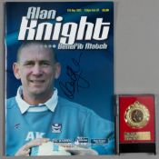 Alan Knight signed Benefit match programme Pompey XI v All Stars, 13th May 2005 and souvenir