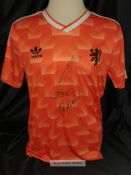 Holland / Netherlands Euro 1988 orange replica shirt signed by three Dutch Legends, Ruud Gullit,