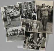 Collection of b&w photographs relating to the golfer Tom Haliburton, including a signed photograph