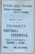 Two Reading home programmes season 1909-10, Southern F.L. Division One fixtures, v Luton Town 4th