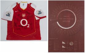 Team signed red Arsenal jersey, season 2004-05 and Arsenal's "The Invincibles" poster, comprising