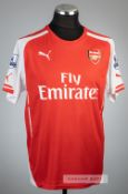 Olivier Giroud signed red Arsenal no.12 home jersey, season 2014-15, Puma, short-sleeved with