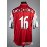 Giovanni van Bronckhorst red Arsenal no.16 home jersey, season 2001-02, Nike, short-sleeved with THE