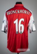 Giovanni van Bronckhorst red Arsenal no.16 home jersey, season 2001-02, Nike, short-sleeved with THE