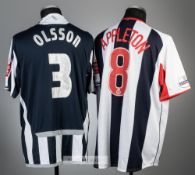 Two signed West Bromwich Albion football jerseys, comprising Michael Appleton team signed no.8