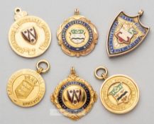 Six Lancashire football medals awarded to Darwen F.C.'s P.H. Quigley, comprising Last Lancashire