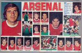 Arsenal 1975-76 large autographed colour double magazine page, in the form of collage of