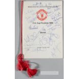 Manchester United autographed menu from 1990 F.A. Cup Final banquet, Royal Lancaster Hotel, 12th