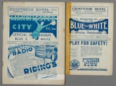 Two Manchester City 1930s home programmes, F.L. Division One v Wolverhampton Wanderers 5th May