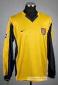 Thierry Henry yellow and navy Arsenal UEFA Champions League no.14 away jersey, season 2000-01, Nike,