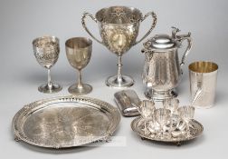 Collection of sporting and athletic awards presented to Michael Ellison during 1870s, relating to