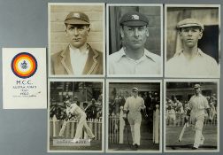 England 1932-33 Bodyline ephemera, MCC Tour brochure/itinerary; and six b&w press photographs of