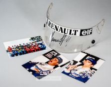 Damon Hill signed Elf Renault visor and a group of photographs from the Australian Grand Prix in