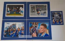 Leicester City signed colour photos various sizes all mounted ready to drop into frames, five of