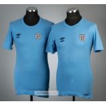 Two light blue England official player issue t-shirt's from the tour to South America and Chile in