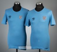 Two light blue England official player issue t-shirt's from the tour to South America and Chile in