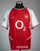 Ashley Cole red Arsenal no.3 home jersey, season 2003-04, Nike, short-sleeved with UEFA STARBALL