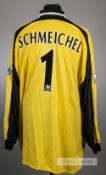 Peter Schmeichel yellow and black Manchester City no.1 goalkeeper's jersey, season 2002-03, Le Coq