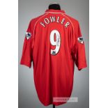 Robbie Fowler signed red Liverpool no.9 special jersey, season 2000-01, Reebok, short-sleeved with