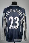 Fabrice Fernandes navy and grey Bolton Wanderers no.23 away jersey, season 2005-06, Reebok, long-