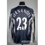 Fabrice Fernandes navy and grey Bolton Wanderers no.23 away jersey, season 2005-06, Reebok, long-