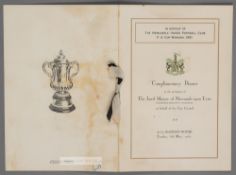 George Robledo's Newcastle United signed F.A. Cup final dinner menu, held at Mansion House, 8th