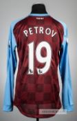 Stiliyan Petrov claret and blue Aston Villa no.19 home jersey, season 2011-12, Nike, long-sleeved