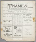 Thames v QPR programme 30th April 1932, F.L. Division Three South fixture, some paper loss 1931-32