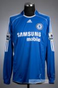 Claude Makelele blue Chelsea no.4 home jersey, season 2006-07, long-sleeved with BARCLAYS