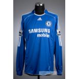 Claude Makelele blue Chelsea no.4 home jersey, season 2006-07, long-sleeved with BARCLAYS