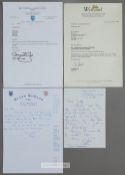 Collection of autographed letters from various football managers and chairmen, autographs include