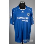 Nicolas Anelka blue Chelsea no.39 home jersey, season 2007-08, Adidas, player issued short-sleeved