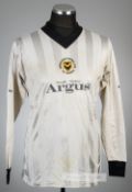 Rare white Newport County no.5 away jersey which was used by the club in their very last football