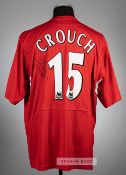 Peter Crouch signed red Liverpool no.15 home jersey, season 2005-06,  Reebok, short-sleeved with