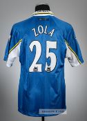 Gianfranco Zola signed blue Chelsea no.25 home jersey, season 1997-98, Umbro, player issued short-