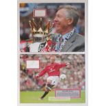 Manchester United Sir Alex Ferguson and David Beckham, two signed mounted photo card displays