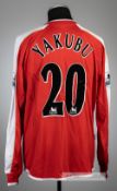 Yakubu signed red Middlesbrough no.20 home jersey, season 2006-07, Errea, long-sleeved with BARCLAYS