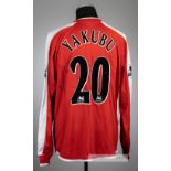 Yakubu signed red Middlesbrough no.20 home jersey, season 2006-07, Errea, long-sleeved with BARCLAYS